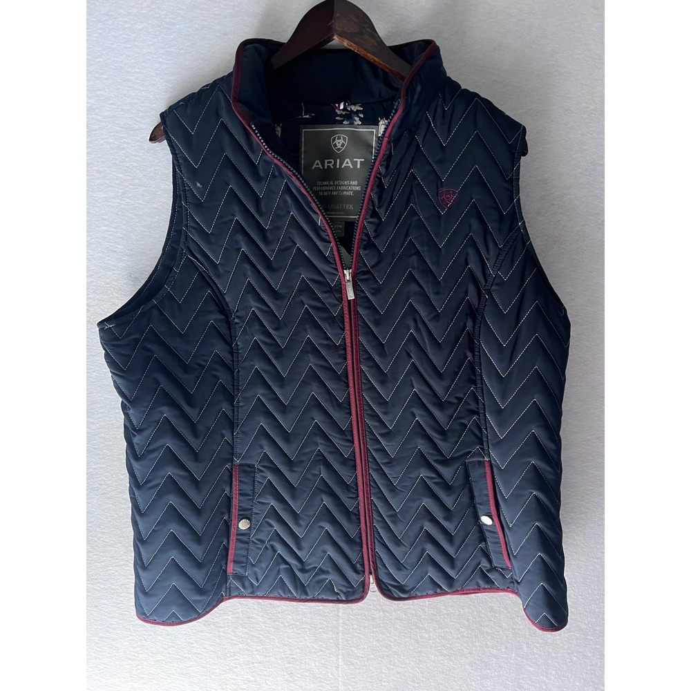 Ariat Women XXL Navy Chevron Quilted AriatTek Insulated Equestrian Vest Horse